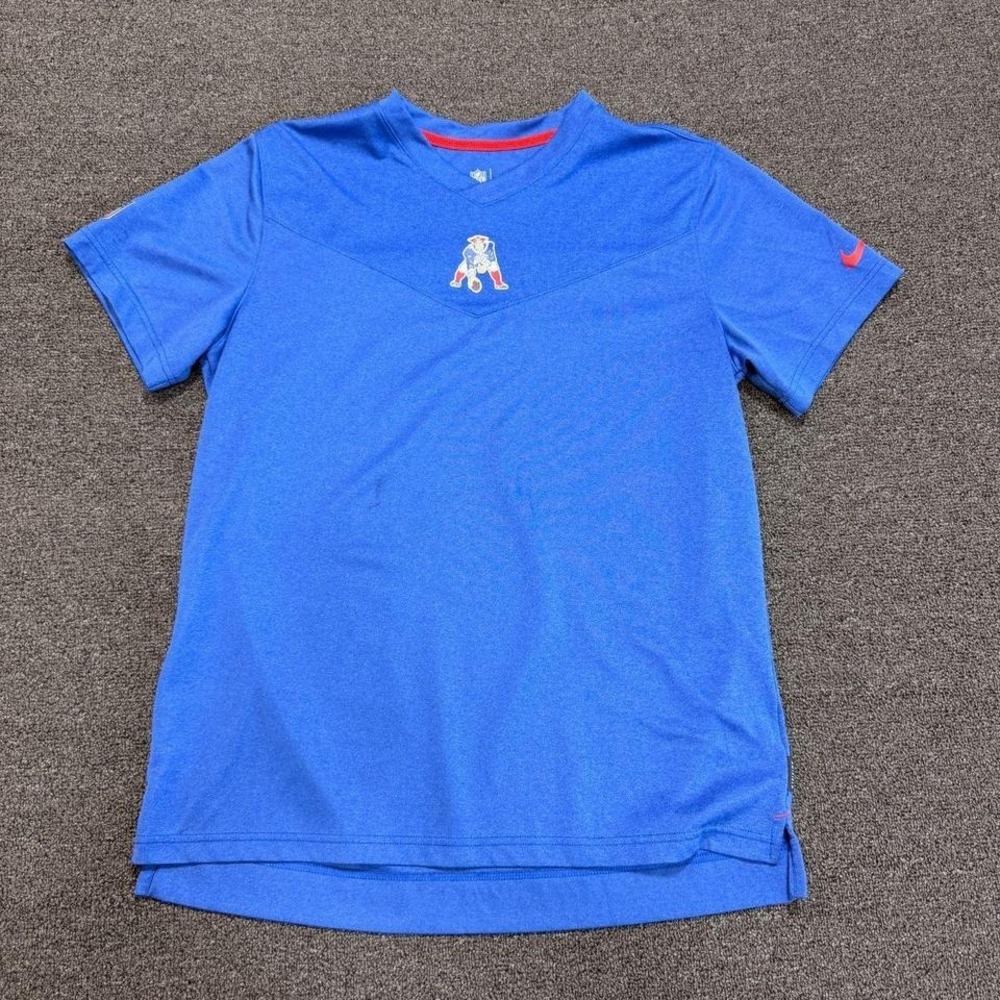 Nike Patriots Dri-FIT Throwback V-Neck T-Shirt Royal Throwback New England